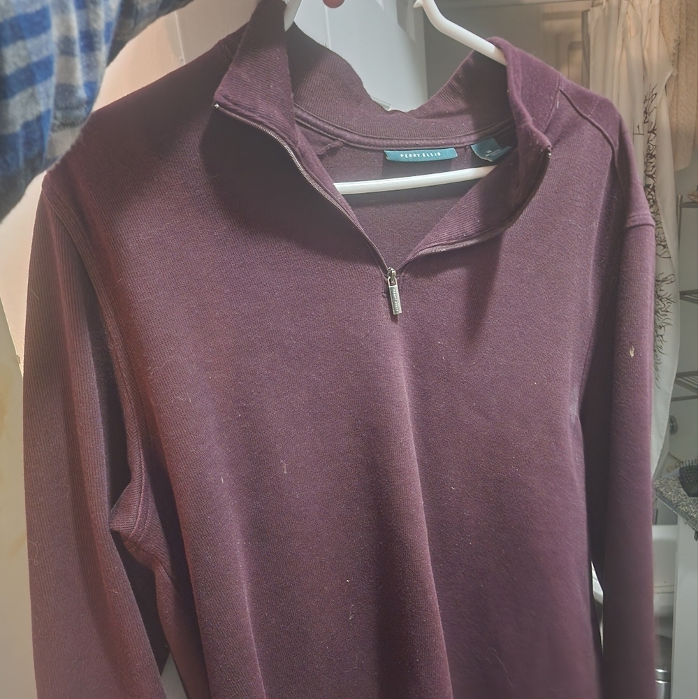 Perry Ellis Maroon Half-Zip Sweater